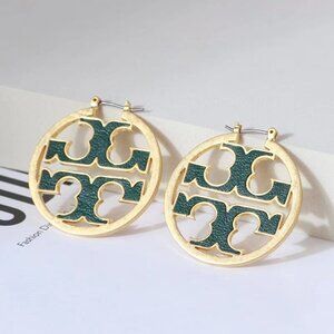Tory Burch gold and green earrings